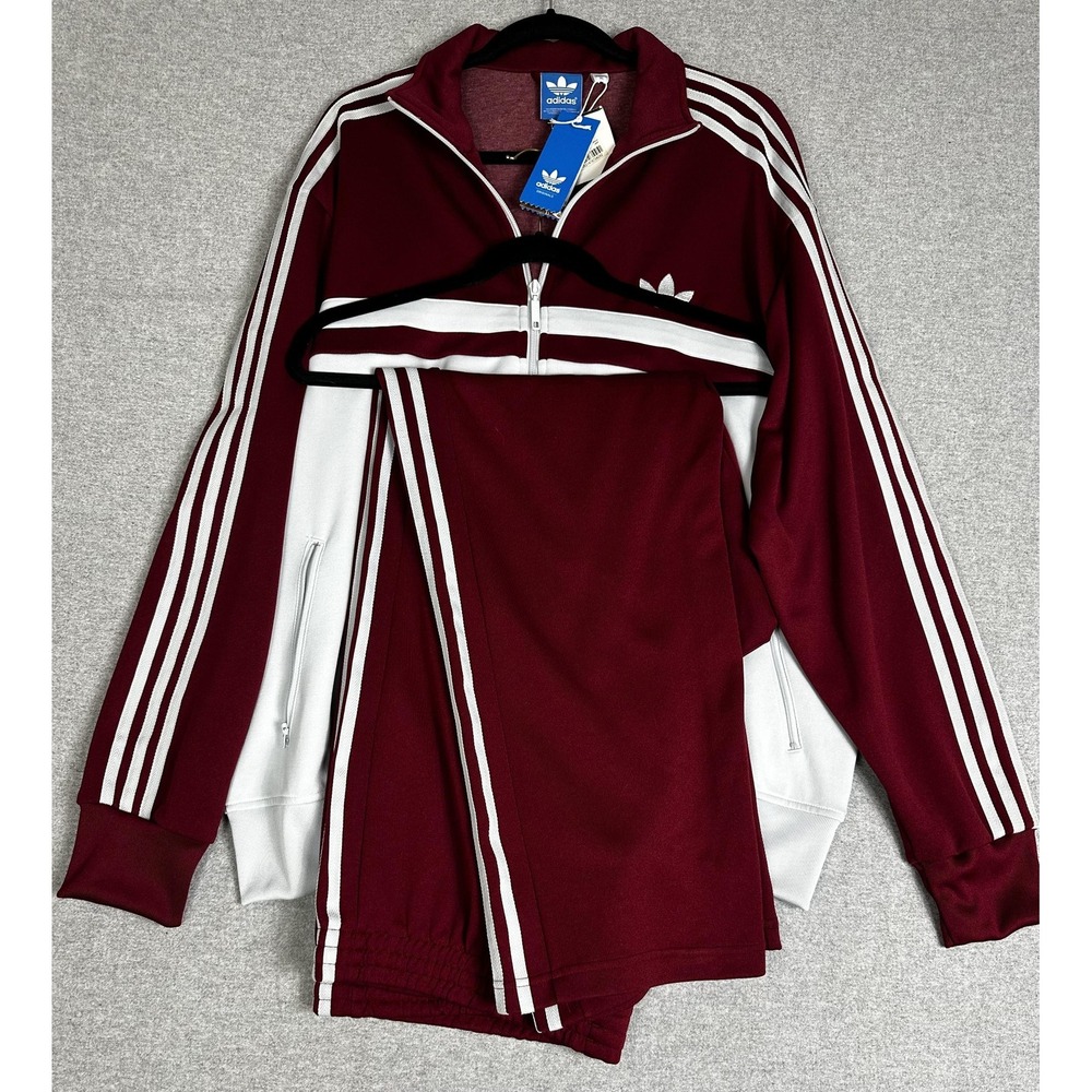 adidas Burgundy and White Sweatpants & Joggers